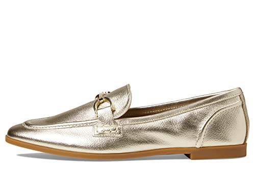Steve Madden Women's Carrine Loafer, Gold Leather, 8.5 US