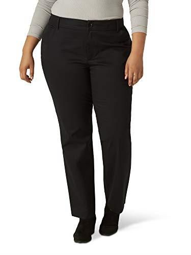 Lee Womens 46375 Wrinkle Free Relaxed Fit Straight Leg Pant Pants - Black - 2 Short
