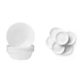 Corelle Livingware Soup Bowl Set (6-Piece Set), Winter Frost White, 532ml & Livingware Dinner Plates Set (6-Piece Set), Winter Frost White, 26cm