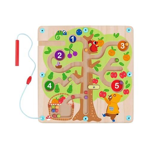 Tooky Toy TH687 Counting Fruit Ball Maze Tree: Learn Counting and Sorting with Magnetic Fruit Maze Educational Toy