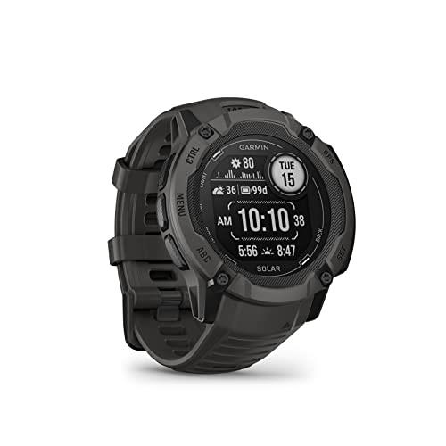 Garmin Instinct 2X Solar, Large Rugged GPS Smartwatch, Built-in Sports Apps and Health Monitoring, Solar Charging and Ultratough Design Features, Graphite