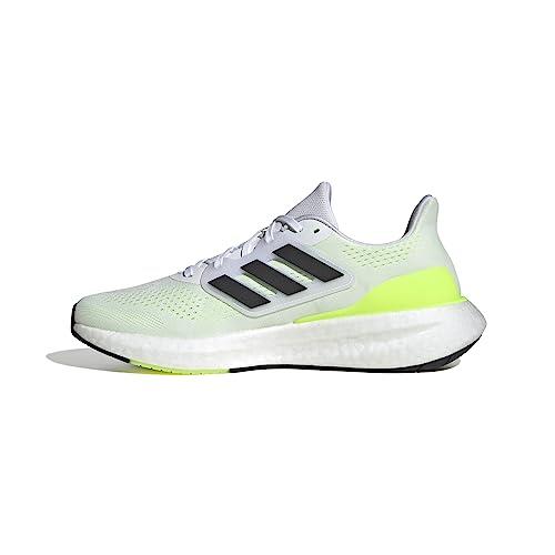 adidas Performance Pureboost 23 Running Shoes, White/Core Black/Lucid Lemon, 10.5