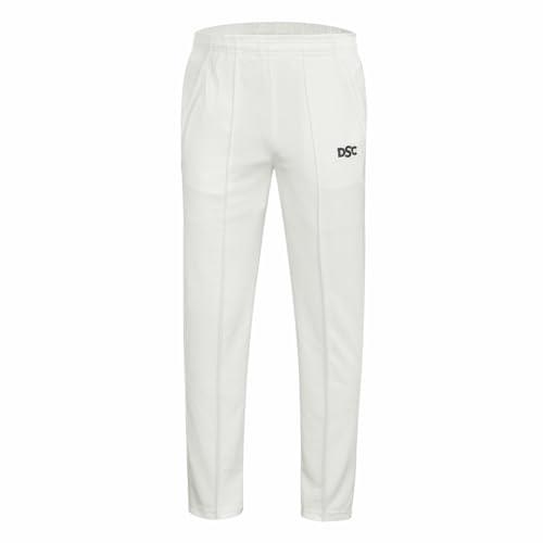 DSC Passion Polyester Cricket Pant, Size 28, White/Navy