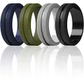 ThunderFit Silicone Wedding Rings for Men - 4 Pack (Navy Blue, Olive Green, Grey, Black, 10.5-11 (20.6mm))
