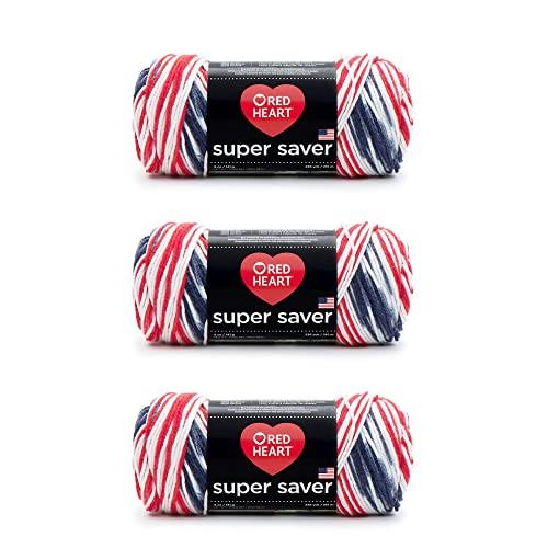 Red Heart Super Saver Yarn, 3 Pack, Americana 3 Count