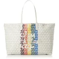 Aniya Hindmarch Tote Bag 157780 I am a Plastic Bag Tote Motif Rainbow in Recycled Canvas Ladies Chalk [Parallel Import], Chalk