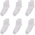 Jefferies Socks Little Girls' Seamless Turn Cuff Socks (Pack of 6), White, Toddler