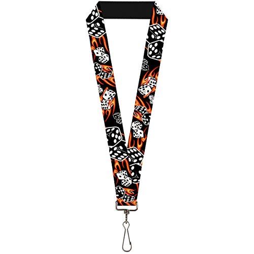 Buckle-Down Lanyard, Flaming Dice, 22 Inch Length x 1 Inch Width