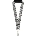 Buckle-Down Lanyard, Robot Heads Checkers Black/White, 22 Inch Length x 1 Inch Width