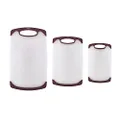 Farberware Non Slip Plastic Cutting Board Set with Juice Grooves, Set of 3, White and Maroon