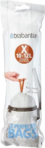 Brabantia Code X Bin Liner 20 Bags, 10-12 Litre Capacity, White
