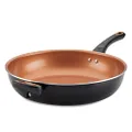 Farberware Glide Deep Nonstick Frying Pan/Fry Pan/Skillet with Helper Handle - 12.5 Inch, Black