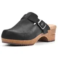 WHITE MOUNTAIN Shoes Behold Leather Clog, Black/Nubuck, 8