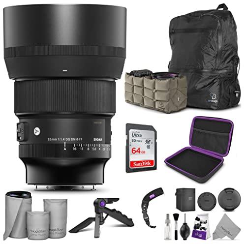 Sigma 85mm f/1.4 DG DN Art Lens for Sony E with Altura Photo Advanced Accessory and Travel Bundle