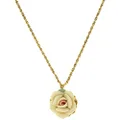 1928 Jewelry Gold-Tone Porcelain Rose Pendant Necklace, 16", One Size, Metal, No Gemstone