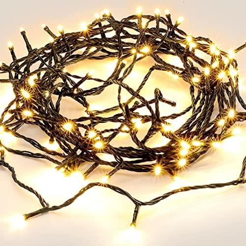 Lexi Lighting 520 LEDs Extendable Fairy Light Chain, Dark Cable/Warm White, 51.9m Light Length, Plug-in Power, 8 Functions with Memory Hold, Outdoor and Indoor Christmas Party Decoration