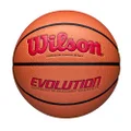 WILSON Evolution Indoor Game Basketball, Scarlet, Size 7-29.5"