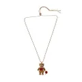 Betsey Johnson Bear Pendant Slider Necklace, No Size, Non-Precious Metal Glass, No Gemstone