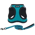 Voyager Step-in Plush Dog Harness – Soft Plush, Step in Vest Harness and Reflective Dog 5 ft Leash Combo with Neoprene Handle for Small and Medium Dogs by Best Pet Supplies -Set (Turquoise Plush), XS