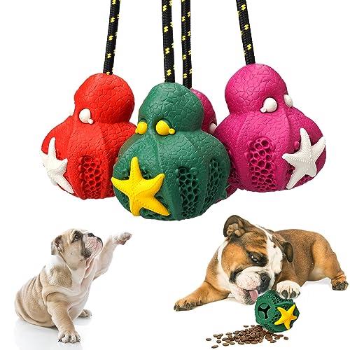 PETOPIA Ultra Tough Dog Toy, Made of 100% Natural Rubber, Specially Crafted for Aggressive Chewers at All Ages, 2 in 1 Dog Snacks Toy and Dog Chew Toy, Teeth Cleaning Benefits, Reef Octopus (Large)