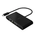 Belkin USB-C Multimedia Adapter (USB-C Hub w/VGA, 4K HDMI, USB 3.0, Ethernet Ports) 100W Passthrough Power for MacBook Pro, iPad Pro, Surface Pro, Chromebook