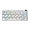 Logitech G PRO X TKL Lightspeed Wireless Gaming Keyboard, Ultra-Portable Tenkeyless Design, LIGHTSYNC RGB, PBT keycaps, Tactile Switches (GX Brown) - White