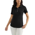 Riders by Lee Indigo Women's Morgan Short Sleeve Polo Shirt, Black Soot, Medium