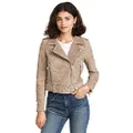 [BLANKNYC] Women's Jackets, & Luxury Clothing Cropped Suede Leather Motorcycle Jackets Comfortable Stylish Coats, Sand Stoner, X-Small US