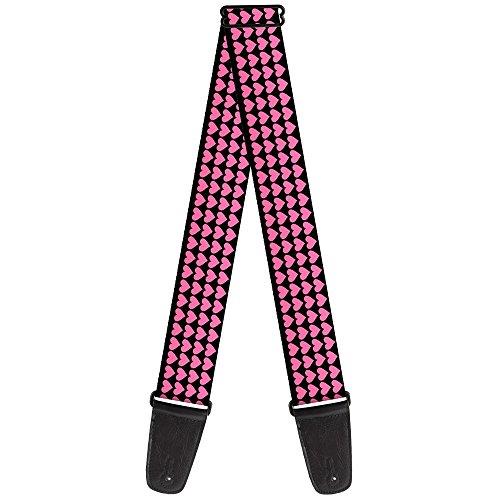 Buckle-Down Premium Guitar Strap, Mini Hearts Black/Pink, 29 to 54 Inch Length, 2 Inch Wide