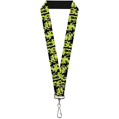 Buckle-Down Lanyard, Zombie Expressions Black/Green/Red, 22 Inch Length x 1 Inch Width