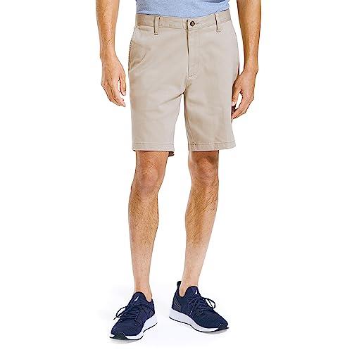 Nautica Men's Classic Fit Flat Front Stretch Solid Chino 8.5" Deck Shorts, True Khaki, 30