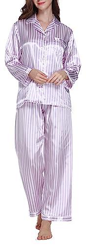Lavenderi Women's Long Sleeves Premium Satin Pajama Sets