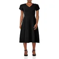 Calvin Klein Women's Tulip Sleeve A-line Midi Dress, Black, 6