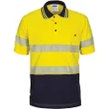 TOMYEUS DNC Hi-Vis Cotton Segment Taped Backed Short Sleeve Polo Jersey, 5X-Large, Yellow/Navy