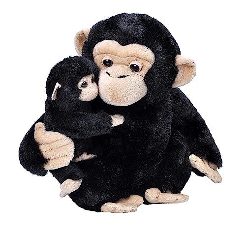 Wild Republic Mom and Baby Chimpanzee, Stuffed Animal, 12 Inches, Plush Toy, Fill is Spun Recycled Water Bottles