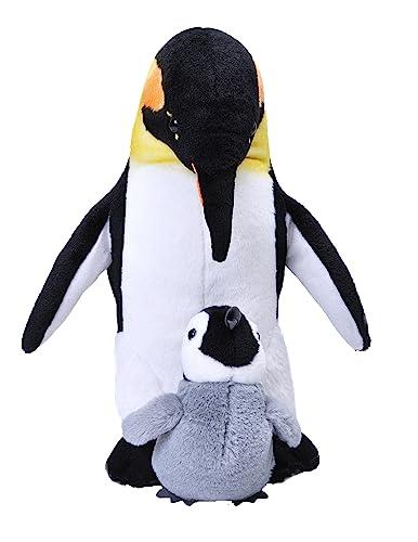 Wild Republic Mom and Baby Emperor Penguin, Stuffed Animal, 12 Inches, Plush Toy, Fill is Spun Recycled Water Bottles