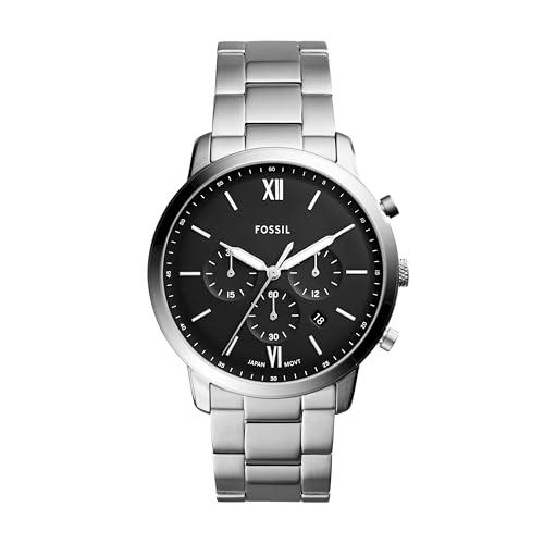FOSSIL Men's Quartz Watch chronograph Display and Stainless Steel Strap, FS5384, Silver/black