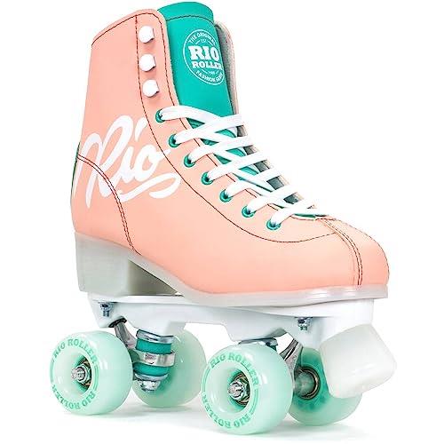Rio Roller Script Quad Roller Skate for Unisex Children, Size UK6, Peach/Green