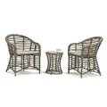 HelloMosma Coffee Table Chair Set Wicker Rattan Soft Cushion Outdoor Garden Patio Grey