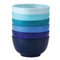 French Bull Melamine Small Bowls for Cereal, Dessert, or Pasta - Colorful Assorted Set of 6-23 Ounce - 5.5" Bowls - Shades of Blue