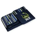 ONIVA - a Picnic Time brand 821-00-138-224-11 Nightmare Before Christmas Jack-Vista Outdoor Picnic Blanket & Tote, Blue Stripe Pattern with Navy Blue Exterior
