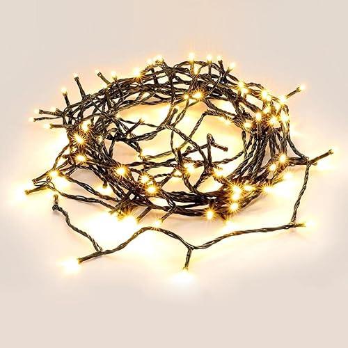 Lexi Lighting 100 LED Fairy Light Chain, Warm White, 4.95M Festive String Lights with 8 Functions Mode, Memory Hold, Xmas, Parties, Weddings, Indoor/Outdoor Use - Garden/Patio Decoration
