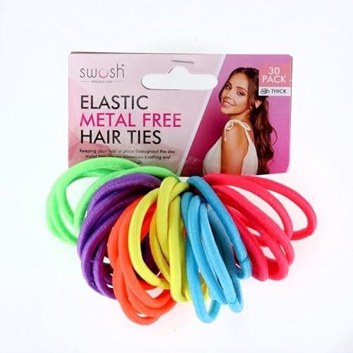 Swosh Metal Elastic Free Hair Ponytail, Multicolour (Pack of 30)