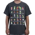 Nintendo Men's Pixel Cast T-Shirt, Navy HTR, Medium