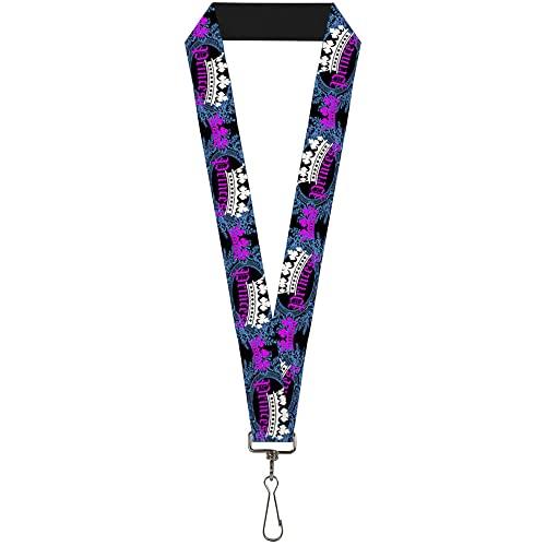 Buckle-Down Lanyard, Crown Princess Oval Black/Turquoise, 22 Inch Length x 1 Inch Width