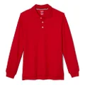 French Toast Pique Polo School Uniform Shirt with Long Sleeves for Boys and Girls, Red, 14-16