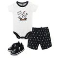 HUDSON BABY Unisex Baby Cotton Bodysuit, Shorts and Shoe Set, Pirate, 0-3 Months