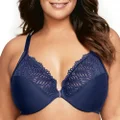 Glamorise Women's Plus Size Full Figure Front Close Lace T-Back Wonderwire Bra #1246, Blue, 20DD