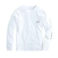 Vineyard Vines Kids' Long Sleeve Vintage Whale Pocket T-Shirt, White Cap, Large