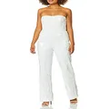 DRESS THE POPULATION Women's Andy Strapless Sequin Wide Leg Jumpsuit, Lily/White, XL